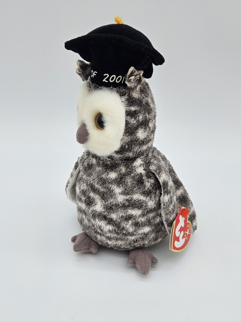 TY Gray & White Graduation Owl Plush with Cap- Smart